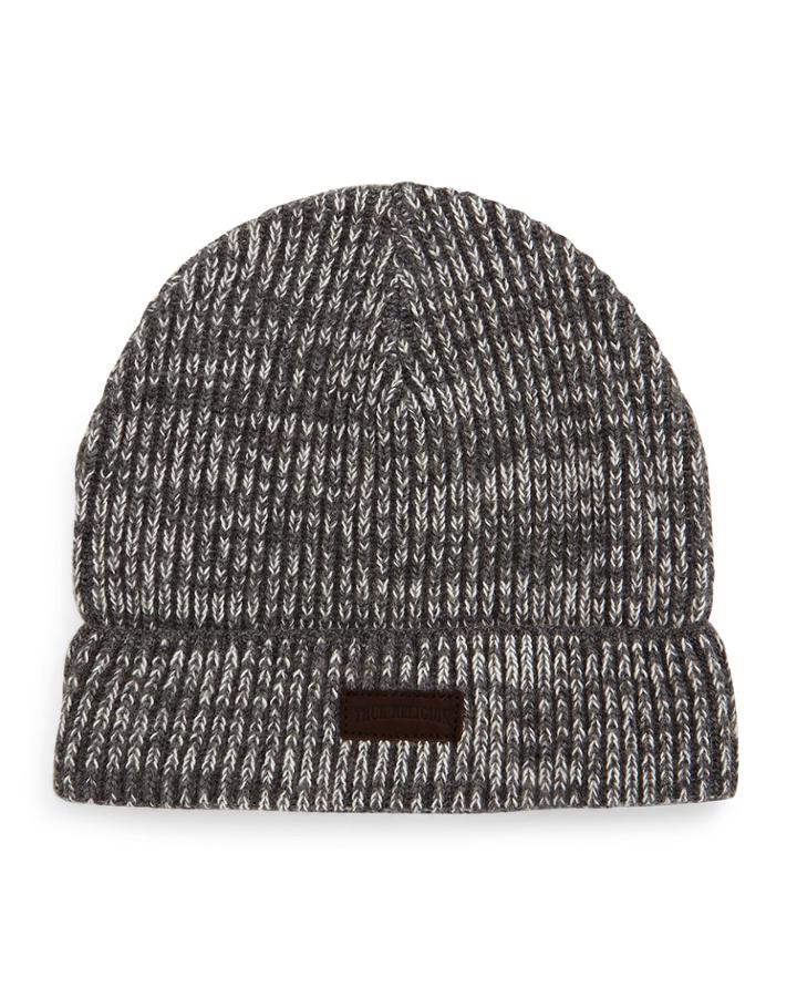 True Religion Knit Watch Cap Beanie, Factory Gray/white, Men's, Factory Gr