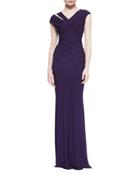 Woven Cutout Jersey Gown