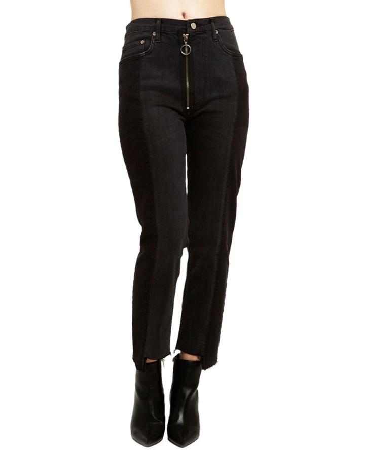 Two-tone Ring-zip Ankle Jeans