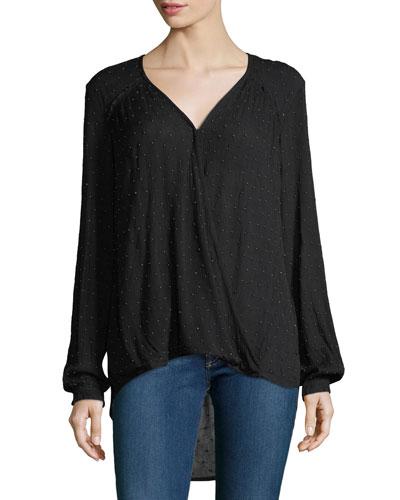 Embellished Drape-front Blouse