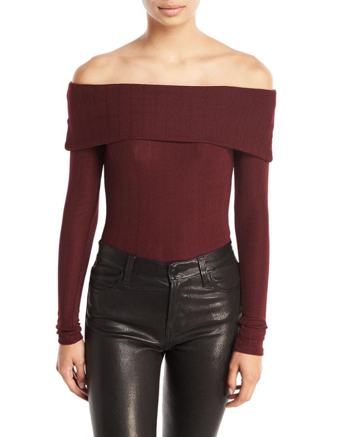 Ottoman-knit Off-the-shoulder Bodysuit