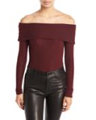 Ottoman-knit Off-the-shoulder Bodysuit