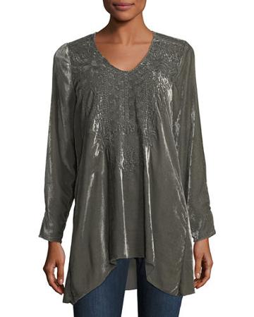 Sassi Embroidered Velvet Tunic