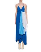 Strappy Tri-tone Draped Crepeon Dress