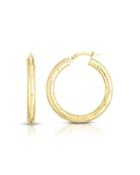 14k Italian Gold Quilted Hoop Earrings