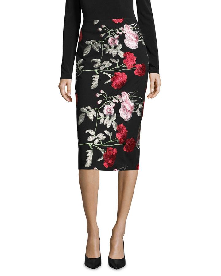 Floral Embroidered Midi Pencil