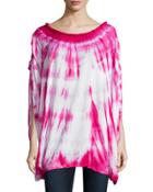Poncho Tie-sleeve Blouse, Pink