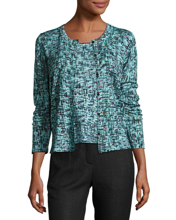 Tweed Jacquard Cardigan, Bay