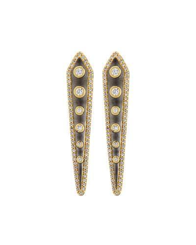 Studded Cubic Zirconia Kite Drop Earrings, Black