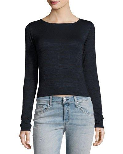Twist Long-sleeve Crop Tee, Navy/black