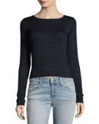 Twist Long-sleeve Crop Tee, Navy/black
