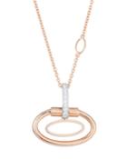 18k Rose Gold Classica Oval & Diamond Necklace, Rose/white