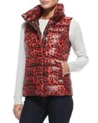Packable Animal-print Zip-front Puffer Vest