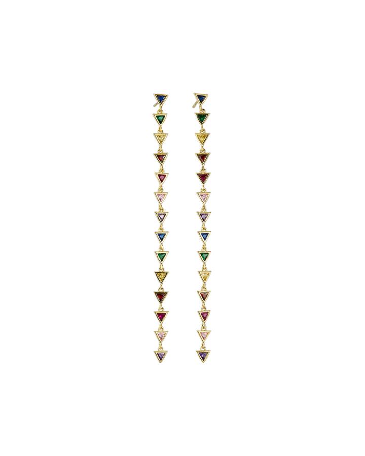 Linear Cubic Zirconia Triangular Drop Earrings,