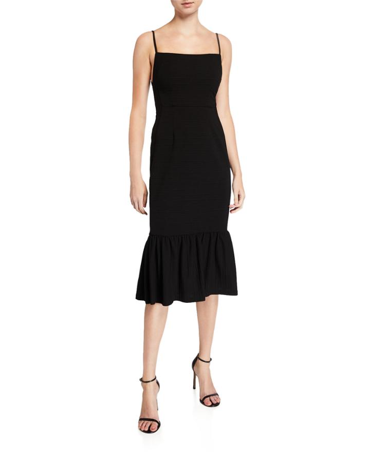 Sleeveless Flounce-hem Structured Knit Dress