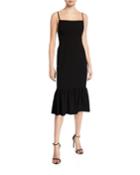 Sleeveless Flounce-hem Structured Knit Dress