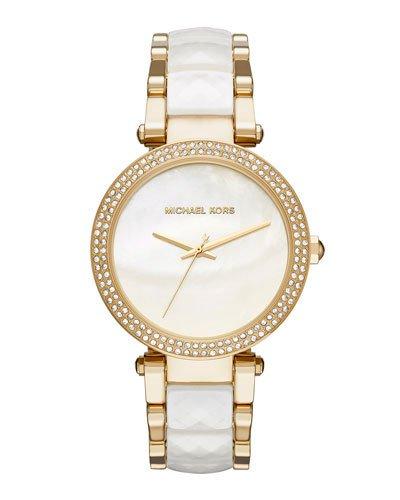 39mm Parker Glitz Bracelet Watch, Gold/white
