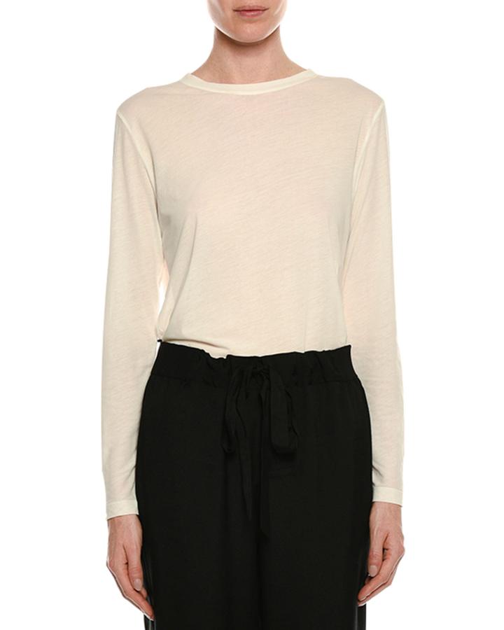 Long-sleeve Round-neck Cotton Top
