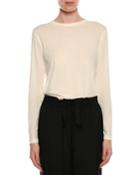 Long-sleeve Round-neck Cotton Top