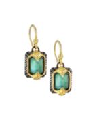 Old World 18k Emerald Triplet & Diamond Drop Earrings