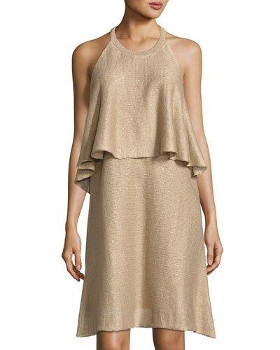 Linen-blend Popover Dress,