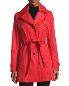 Water-resistant Belted Trench Coat, Red