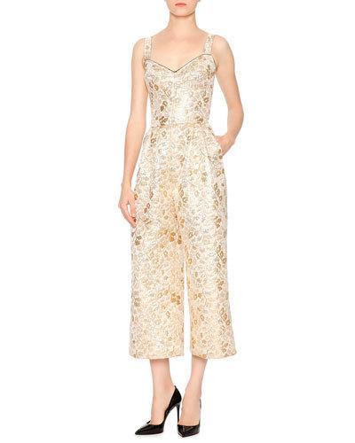 Corset-top Cropped Jumpsuit, Gold