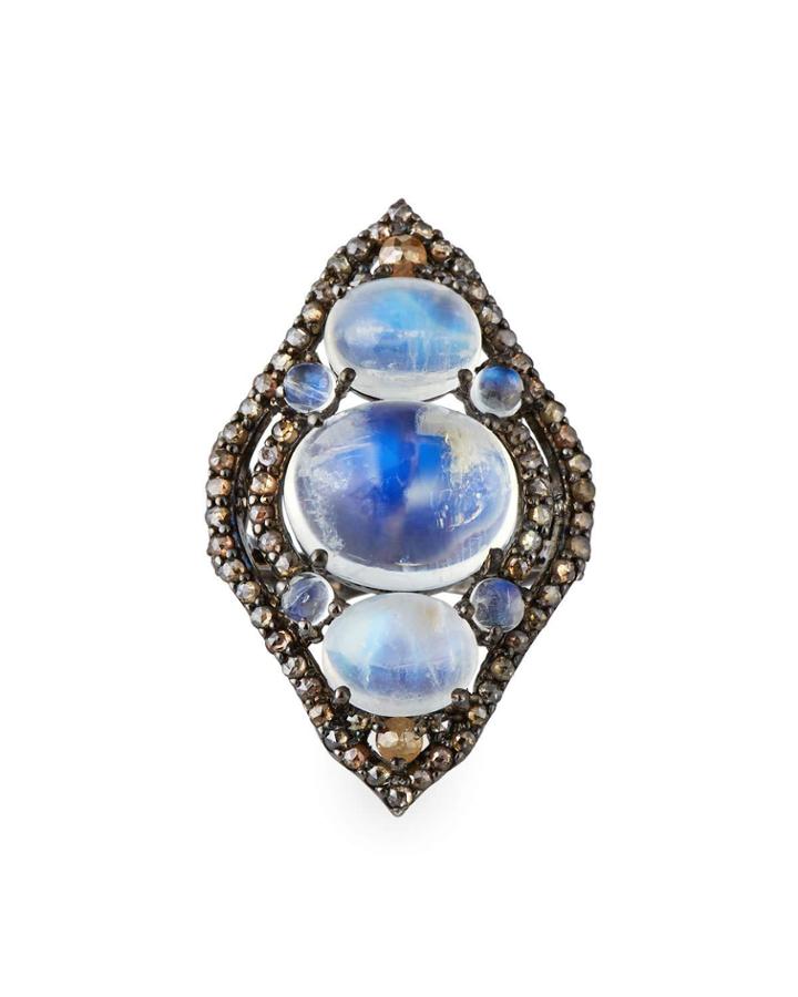 Multi-moonstone & Diamond Ring