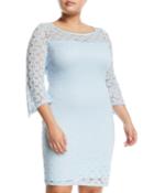 3/4-sleeve Lace Illusion Sheath Dress,