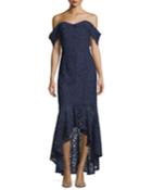 Vanowen Lace Off-the-shoulder High-low Evening Gown