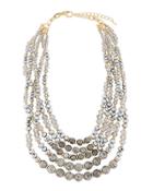 Five-row Crystal Statement Necklace, Gray