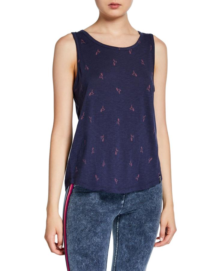 Ditsy Printed Scoop-neck Tank