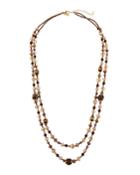 2-strand Beaded Necklace, Brown