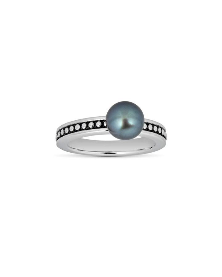 9mm Black Pearl Dotted Ring