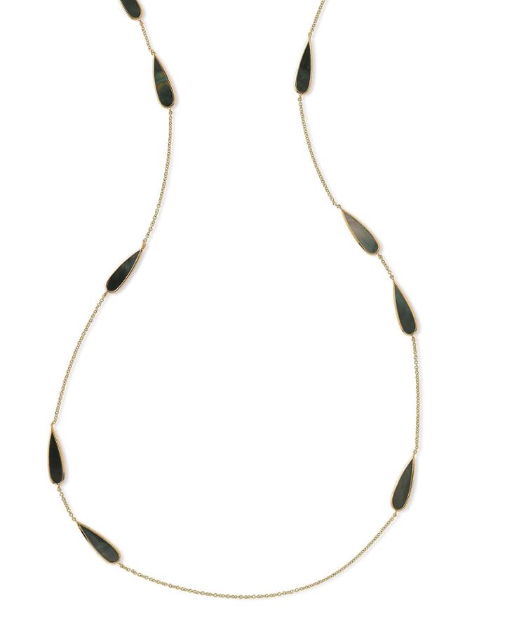 18k Polished Rock Candy Pear Station Necklace In Black