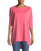 Milano Knit Half-sleeve High-low Tunic