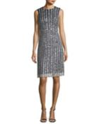 Striped Sequin Sleeveless Cocktail Dress