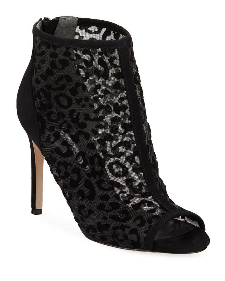 Cathie Sheer Mesh Suede Peep-toe Booties