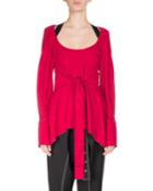Long-sleeve Halter-tie Wrap Top,