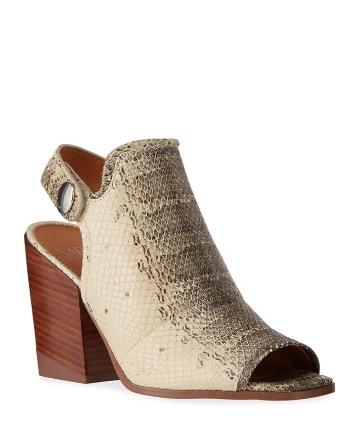 Icelynn Snake-print Slingback Booties