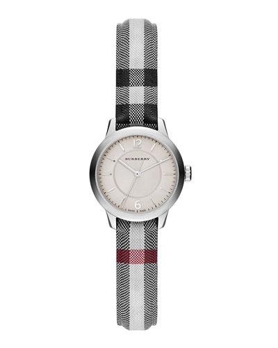 26mm Round Stainless Watch With Check