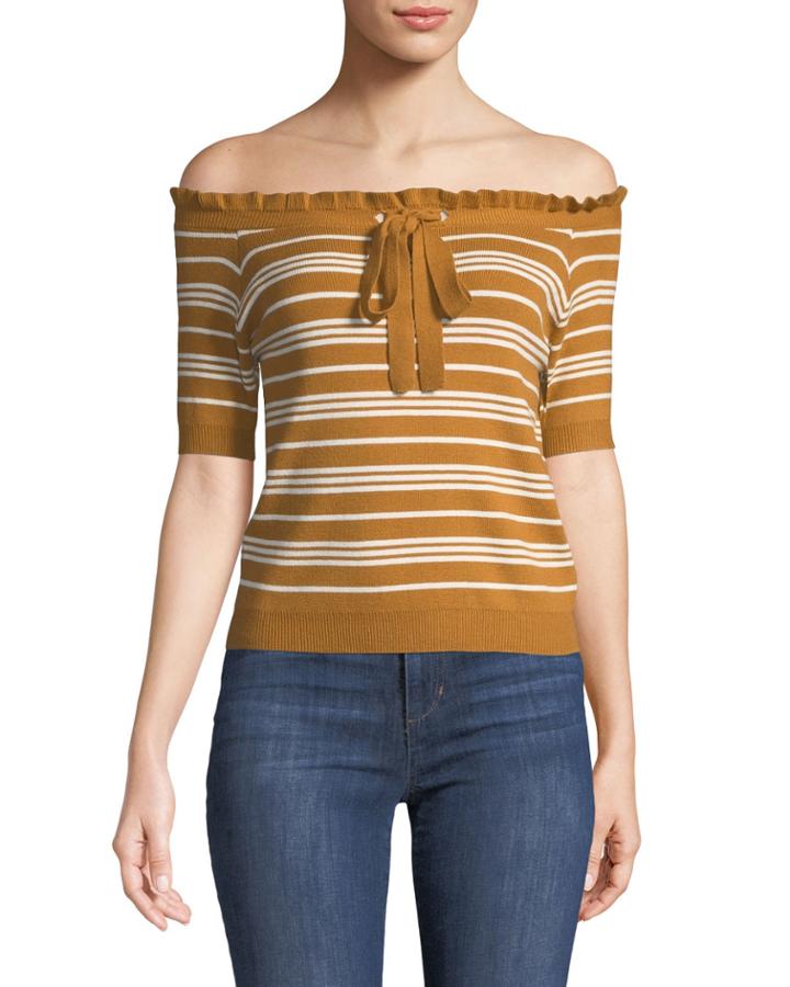 Off-the-shoulder Striped Crop