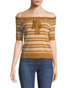 Off-the-shoulder Striped Crop
