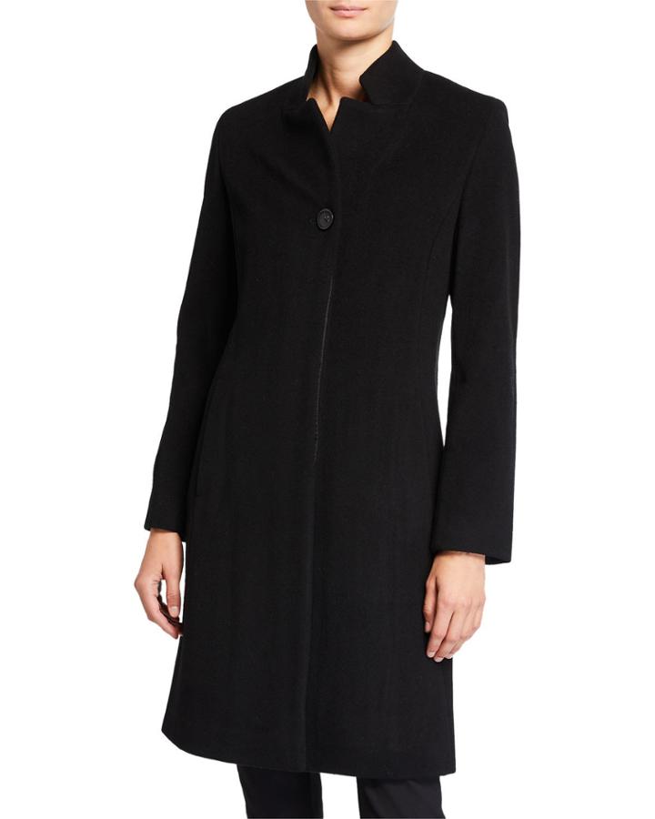 Long Wool-cashmere Coat, Black