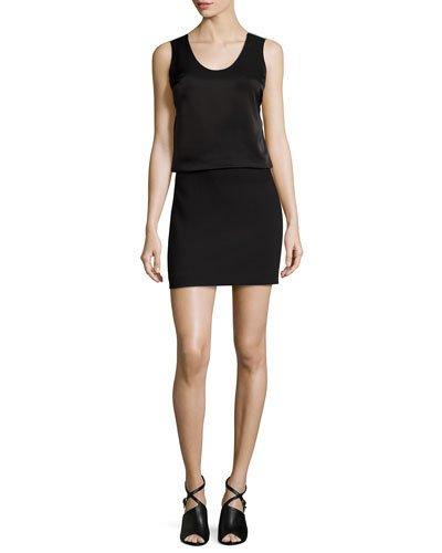 Mixed-fabric Blouson Dress