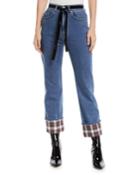 Straight-leg Cropped Jeans With Tartan Details