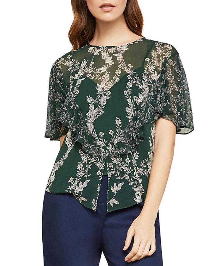 Floral-print Sheer Woven Top