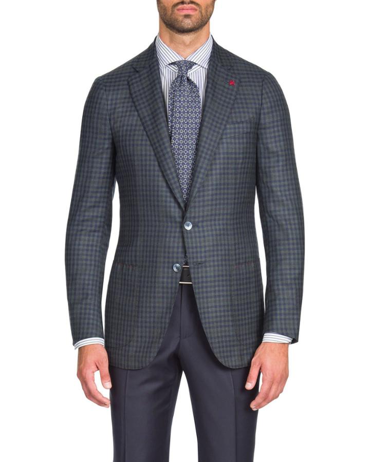 Men's Two-tone Check Two-button Blazer Jacket
