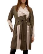 Color Block Faux Suede Trench Coat