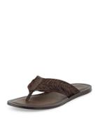 Artisan Leather Thong Sandal, Dark Brown